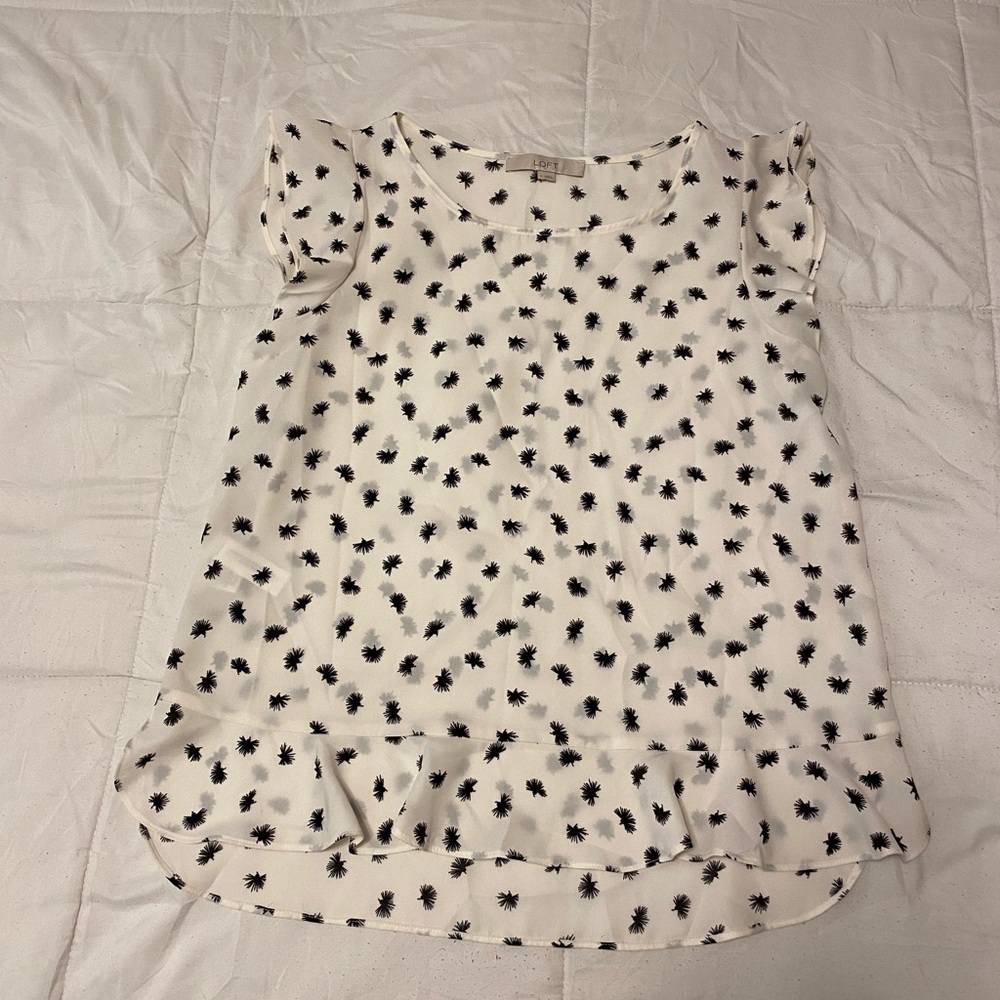 White w/ black LOFT Blouse